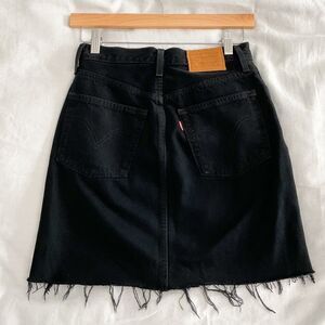 Levi’s premium ribcage black cutoff denim mini skirt size 23 / 2